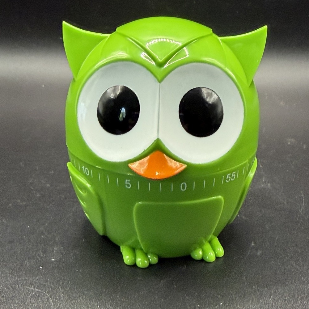 Kikkerland OWLET Little Owl Green Kitchen Timer – 60-Minute, Cute Design Kitsch